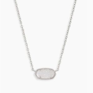 Kendra Scott Elisa Silver Pendant Necklace In Iridescent Drusy